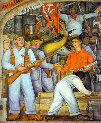 El arsenal - Frida Kahlo repartiendo armas