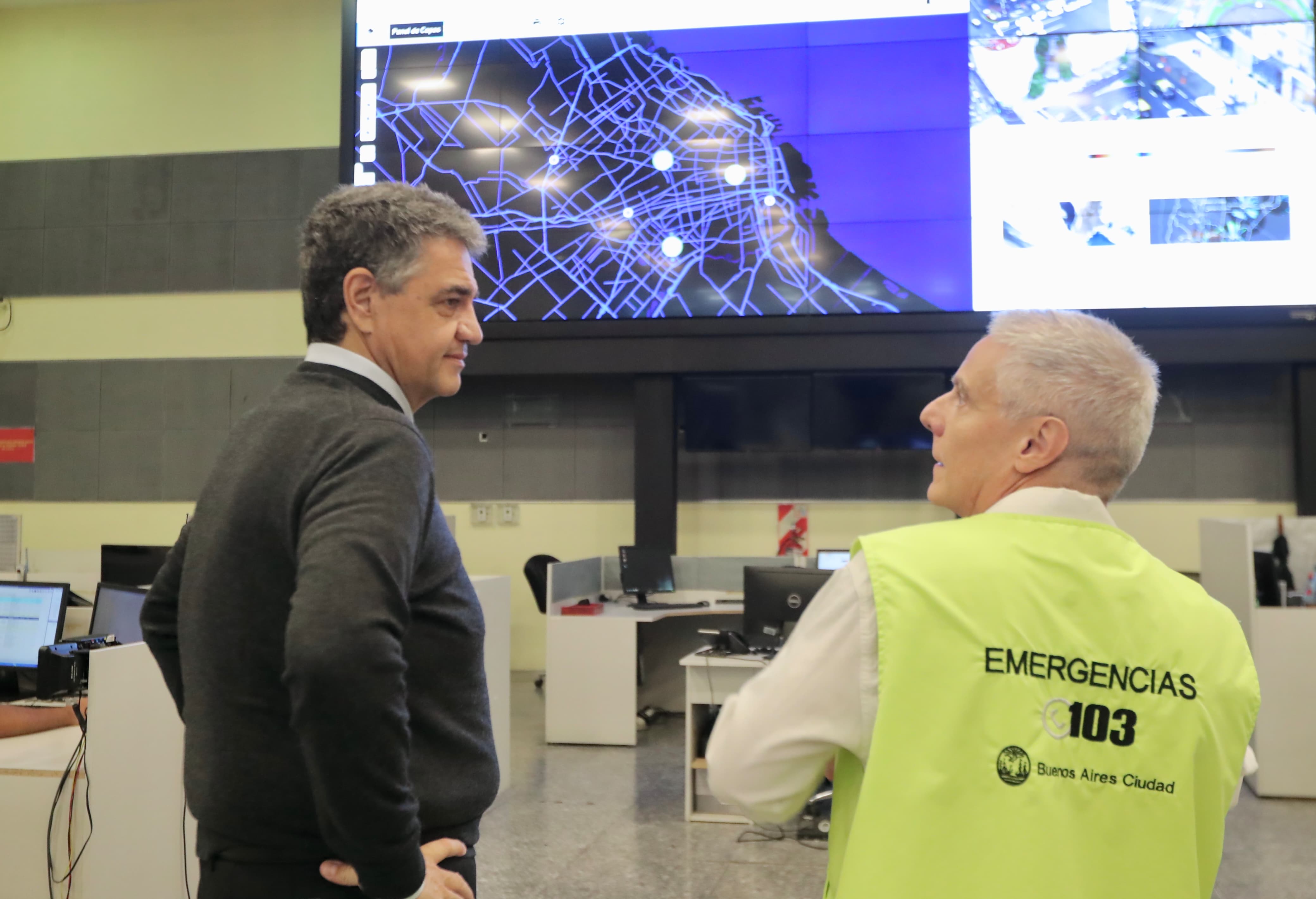 Jorge Macri supervisa el operativo de emergencias por las tormentas en la Ciudad