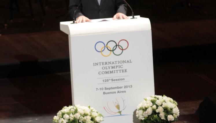 El jefe de Gobierno porteño, Mauricio Macri, durante el discurso de la Ceremonia de Apertura de la 125 Sesión del Comité Olímpico Internacional. Foto: Prensa/GCBA.