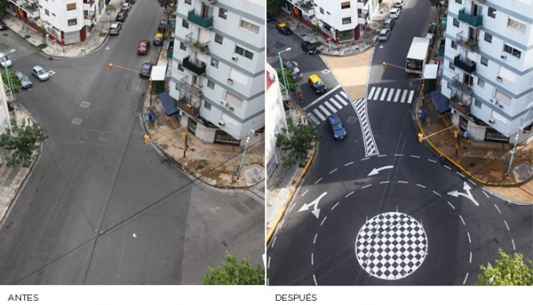 Intervenciones peatonales en las calles porteñas. Imagen: http://movilidad.buenosaires.gob.ar/