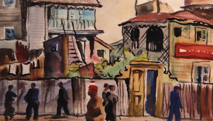 Calle Palos y Lamadrid - 1939 -Témpera sobre papel - 17 x 21,7 cm