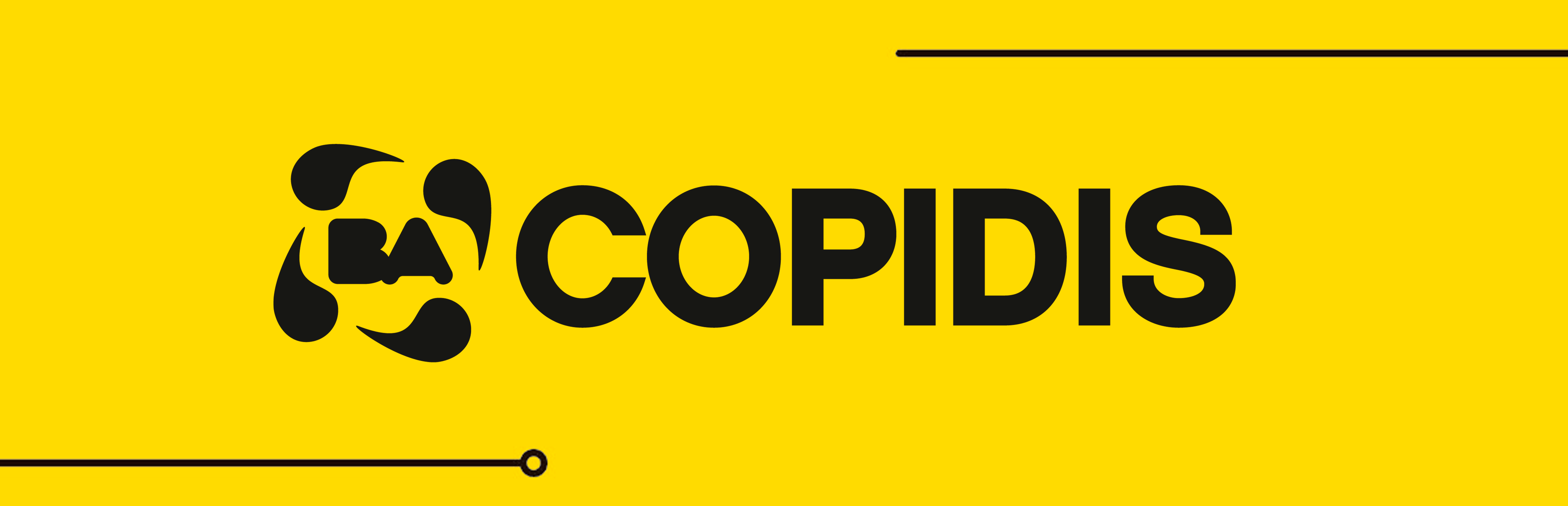 Fondo color amarillo con logo copidis y lineas en color negro