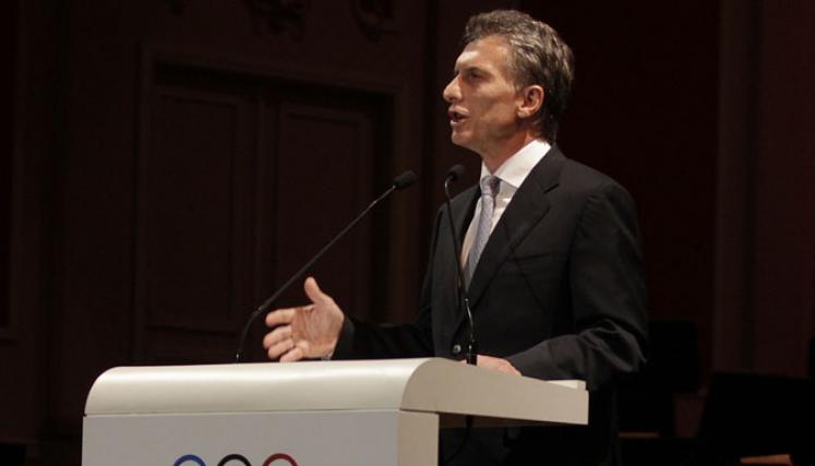 El jefe de Gobierno porteño, Mauricio Macri, durante el discurso de la Ceremonia de Apertura de la 125 Sesión del Comité Olímpico Internacional. Foto: Prensa/GCBA.