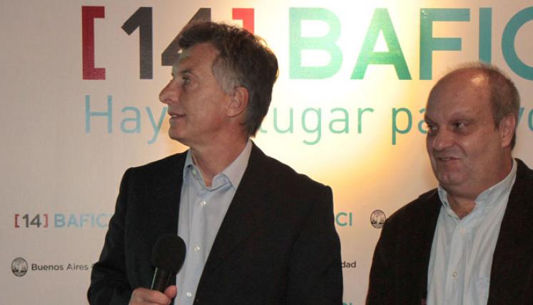 Mauricio Macri junto a Hernán Lombardi en la presentación del BAFICI