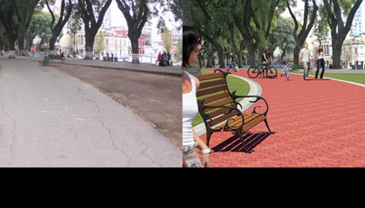 Antes y después en el Parque Lezama. Foto: MAyEP/GCBA.