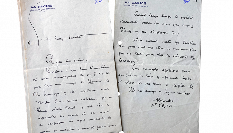 Carta de Alejandro Sirio a Enrique Larreta.
